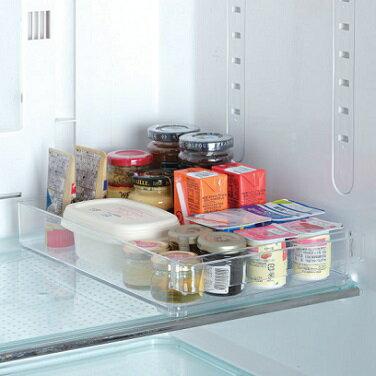冷蔵庫 収納 ケース 冷蔵室トレー 浅型 SKIT スキット HB-5563 パール金属 透明 トレイ ボックス 取っ手付き