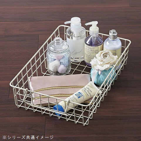 ワイヤー バスケット Mサイズ スタッキング ブラウン ホワイト 持ち手付き カゴ 収納 ディスプレイ 浅型 おしゃれ N-8325 N-8326 パール金属