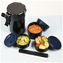 保温 弁当箱 ステンレス製 ランチジャー 2000 ネイビー オクタス HB-3776 麺 レンジ対応 1500ml 茶碗 ..