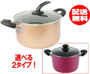 【送料無料】IH対応 フッ素加工 シチューポット （半寸胴鍋・カレー鍋） 口径22cm シチュー鍋 煮込み鍋 両手鍋 深鍋 深型鍋