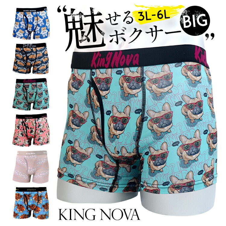 【1980円以上で送料無料】＜大きいサイズ★3L -6L＞ KING NOVA≪キングノバ★メンズボクサーパンツ≫メンズパンツ メンズ ボクサー メンズ ボクサー おしゃれ 速乾 メンズショーツ ローライズ メンズ ブランド トランクス 男性用 プレゼント 父の日 ビッグサイズ 派手