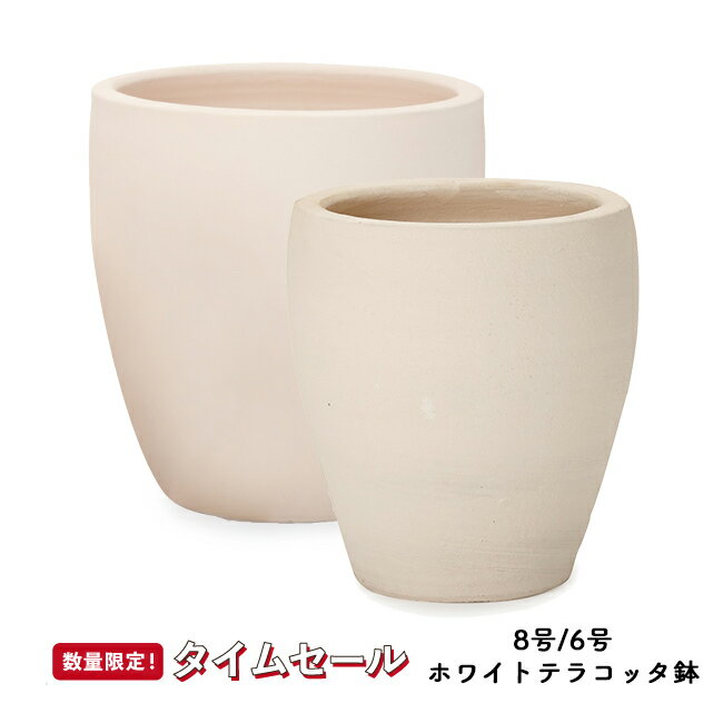 【秋の応援フェス】サフィ　E30W　M・S 2点セット (6/8号鉢)　≪植木鉢 陶器 白系テラコッタ 素焼き鉢/セール対象4J/セール対象3≫のサムネイル