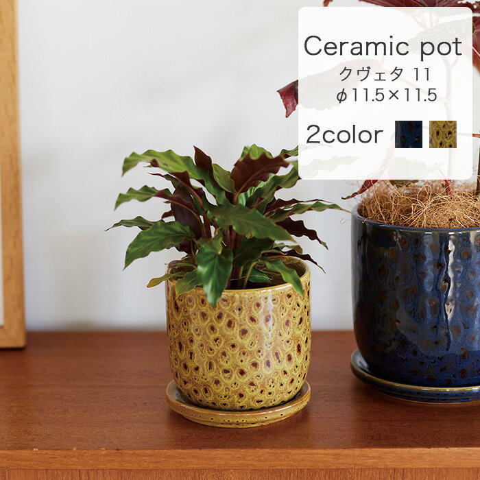 樂天商城 - 受け皿付き陶器鉢 クヴェタ 11【植木鉢 おしゃれ ガーデン雑貨 かわいい インテリア 室内 屋内 】