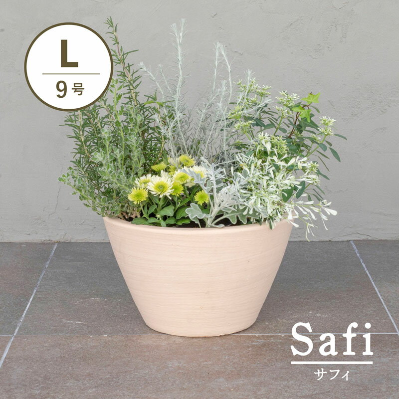 サフィ　E105W　Lサイズ 9号鉢　≪植木鉢 おしゃれ 陶器 白系テラコッタ 素焼き鉢≫