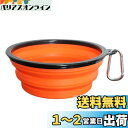 THAIN 犬 水飲み 携帯用 散歩用 折りたたみ式 ペット給水器 容量1000ML ペットボウル カラビナ 付き シリコン製 コンパクト 水やり用品 持ち運び便利 給水器 給餌器 (オレンジ)