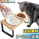 猫食器 ネコボウル ねこエサ入れ 食器スタント スタンド ねこ給食 ペット ボウル フード用 スタンド 竹製 ねこ ご飯台 陶製 フードボウル ダブル おやつ皿...