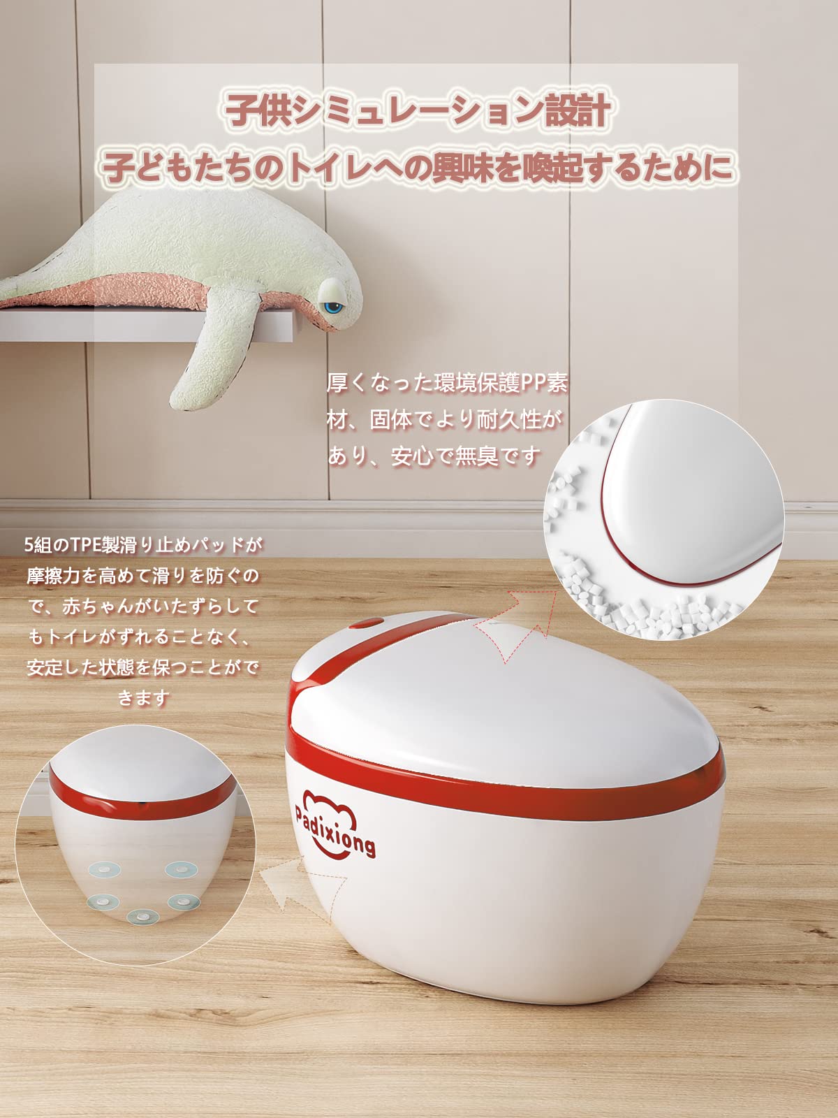X XUNTAO【新設計 子供シミュレーション おまる】トイレトレーニング ベビートイレ 子供用便座 子供用トイレ 補助便座 携帯トイレ 滑り止め ソフトクッション フタ付き 多機能ミニトイレ 人気 幼児 男の子 女の子