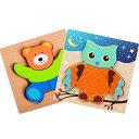 DELUXEFOX 木製パズル 2個セット 型はめパズル 赤ちゃん モンテッソーリ 知育玩具 1 2 3 歳幼児早期開発 形合わせ 形認識 色認知 色彩感覚 脳...