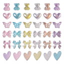 DUOLEIMI ネイルパーツ 300pcs ハート リボン ネイルアートパーツ 蝶々 くま ネイルデコパーツ 立体 3d 大きい ネイルアート オーロラ アク...