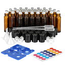 ComSaf アロマロールオンボトル 24本セット 10ml アロマ保存容器 ガラス スポイト付き 遮光瓶 茶色 携帯便利 精油小分け
