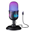 Aokeo ゲームマイク、PC Mac PS 4/5 USBパソコンポッドキャスト用キャパシタマイク、録音ストリーミングに適したYouTube、LEDライト付き(2)