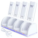 OSTENT 充電器 ドックステーション バッテリーパック4個付き Nintendo WiiおよびWiiUリモートコントローラー用 (White)