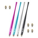 Elzo スタイラスペン タッチペン 極細 ツムツム 4本(黒、シルバー、ローズレッド、水色) 交換用導電繊維ペン先6個 交換式 アルミ製 スマートフォン タブ...