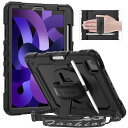 Timecity iPad Air 第5世代 ケース (2022モデル) 耐衝撃 iPad Air 第4世代 ケース (2020) 三層保護 頑丈 360°回転スタンド 画面保護フィルム ショルダーストラップ&ハンドストラップ ペン収納付き Pencil2対応 傷防止 現場 子ども 多機能 iPad Air5/ Air4 10.9インチ ケ