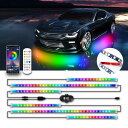 MOREFULLS LED アンダーライト テープライト 車 RGB 6本セット 高輝度 音に反応 サウンドセンサー内蔵 車外装飾 フルカラー 多彩 防水IP6...