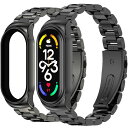 Miimall【一体型バンド】 対応Xiaomi Mi Band 7 バンド 金属 ステンレス 肌にやさしい バンド 錆びにくい Mi Band 7 ベルト 調節可能 ビジネス風 男女通用 調整工具付き(ブラック)