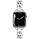 Aniaboho 互換アップルウォッチ バンド Apple Watch バンド 金属チェーンベルト 46mm 45mm 44mm 49mm 42mm iWatch Series 10 9 SE 8 7 6 5 4 3 2 1 Ultra バンド リング型 工具付き(シルバー)