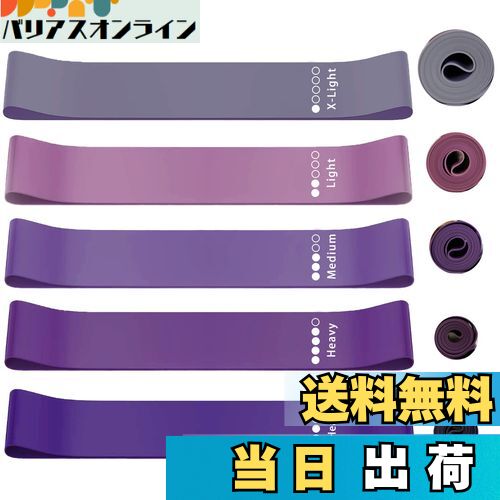 【送料無料】roseddy トレーニングチューブ ゴムバンド 筋トレ ゴムチューブ 天然ラテックス ゴムバンド チューブ トレーニング 5本セット 自宅 筋トレ ゴム バンド 美尻 トレーニングバンド リハビリ ゴムバンド ストレッチバンド（紫）