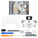 eXtremeRate ps5コントローラー(BDM-030&BDM-040&BDM-050)に対応用純色の金属バージョンRISE4背面リマップキット(RMB)、ps5コントローラー用アップグレードボード&バックシェル&シルバー背面ボタン4つ-コントローラーではない【ホワイト】