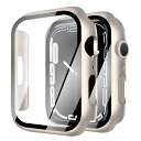YUGYUG 対応 Apple Watch 10 ケース アップルウォッチ10 カバー PC素材 アップルウォッチ ケース ガラスフィルム 一体型 日本旭硝子材 二重構造 アップルウォッチ カバー 全面保護 強化ガラス キズ防止 (42mm,スターライト)