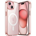 JEDirect iPhone 15 6.1インチ用 マグネット ケース MagSafe ワイヤレス充電対応 衝撃吸収 バンパーカバー 傷つけ防止 透明バック ...