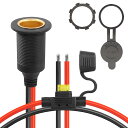 【送料無料】CERRXIAN 12V/24V固定スレッドシガーライターソケット延長ケーブル、20 A 13 AWG防水シガレット点火器メスソケット交換ケーブル(0.3M)
