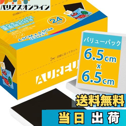 【送料無料】AUREUO ミニ 張りキャンバス 裏面磁石付き セット 6.5CM x 6.5CM (2.5x2.5インチ) 中目 100%コットン 24枚 初心...