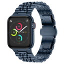 Band コンパチブル Apple Watch バンド 49mm 46mm 45mm 44mm 42mm、女性男性ビジネスアップルウォッチバンド、ステンレススチールメタル交換バンド Apple Watch Ultra2 Ultra SE2 SE シリーズ 10 9 8 7 6 5 4 3 2 1 用 (青)