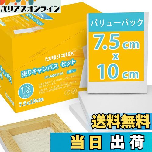 【送料無料】AUREUO 芸術絵創作 現代油絵 美術装飾 ミニ 張りキャンバス セット イーゼル無し 7.5cm×10cm 12枚 中目 100%コットン 水彩...