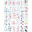 Yesallwas タトゥーシール 薔薇 赤 花 文字 小さめ 30枚セット かわいい 水彩 デザイン タトゥー リアル 防水 長持ち 入れ墨シール タトゥーステッカー ボディーシール メンズ レディース 刺青シール TATOO 5.7cm×9.7cm (F)