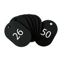【送料無料】オープン工業 番号札 小判札 荷札 整理券 小 黒 25枚 26-50番 セット BF-71-BK