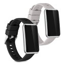 kwmobile 2x 交換バンド Huawei Watch Fit mini対応 ベルト - シリコンバンド ソフト TPU 耐久性 黒色/グレー