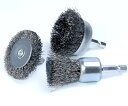 【送料無料】IROKCAKPT 六角軸ワイヤーブラシ カップブラシ ステンレス 3個セット,平面のさび・ペンキ落としに