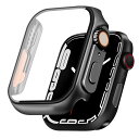 YUGYUG 対応 Apple Watch ケース Series SE2/SE/6/5/4 Apple Watch カバー PC素材 Apple Watch Ultra風ケース アップルウォッチ ケース ガラスフィルム 一体型 日本旭硝子材 二重構造 アップルウォッチ カバー 全面保護 強化ガラス キズ防止(40mm,ブラック)