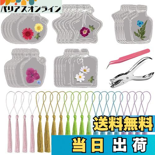 DELUXEFOX しおりキット 20枚セット ドライフラワーのしおり 押し花 しおり 押し花キット 可愛い しおり おしゃれ 透明ブックマーク 可愛い ボトル...