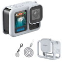 GoPro HERO13 Blackシリコンケース専用 HERO13レンズキャップ 紛失防止ストラップセット バッテリー交換可能 磁気式マウント/GoPro三脚に適用 保護カバー ゴープロ13 Black用アクセサリー (グレー)