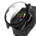 【送料無料】YealRed For Garmin Forerunner 265 専用 ケース 軽量 PC+強化ガラス ガーミン Forerunner265用 保護カバー 9H硬度 取り付け簡単 一体型 全面保護 キズ防止 耐衝撃 HD高透過率 指紋防止 反射低減 For garmin forerunner 265用 保護ケース(ブラック)