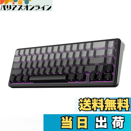 【送料無料】EPOMAKER x AULA F65 65%ワイヤレスメカニカルキーボード ホットスワップ対応ガスケットカスタムゲーミングキーボード 5層パッド RGBバックライト Bluetooth/2.4GHz/USB-C 潤滑済みリニアスイッチ搭載 技適認証取得 (Black, Reaper Switch)