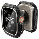 Spigen Apple Watch 49mm ケース 【 Apple Watch Ultra2 / Ultra 対応 】 ガラス 一体型 米軍MIL規格取得 画面保護 耐衝撃 落下 衝撃 吸収 すり傷 防止 保護カバー タフ・アーマー ACS05457 (ブラック)