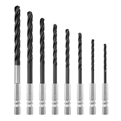 【送料無料】XMSSAA 8本組 鉄工用ドリル ステンレス用 六角軸 ショートドリルセット 新快削 チタンコーティング コバルトハイス鋼 HSS-Co M35 ステンレス用ドリル 穴あけ 金工用ドリル