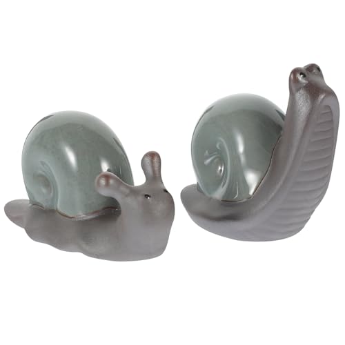 【送料無料】Lurrose カタツムリ 置物 2個セット リアルなデザイン 陶器製 茶ペット 家庭用 インテリア..