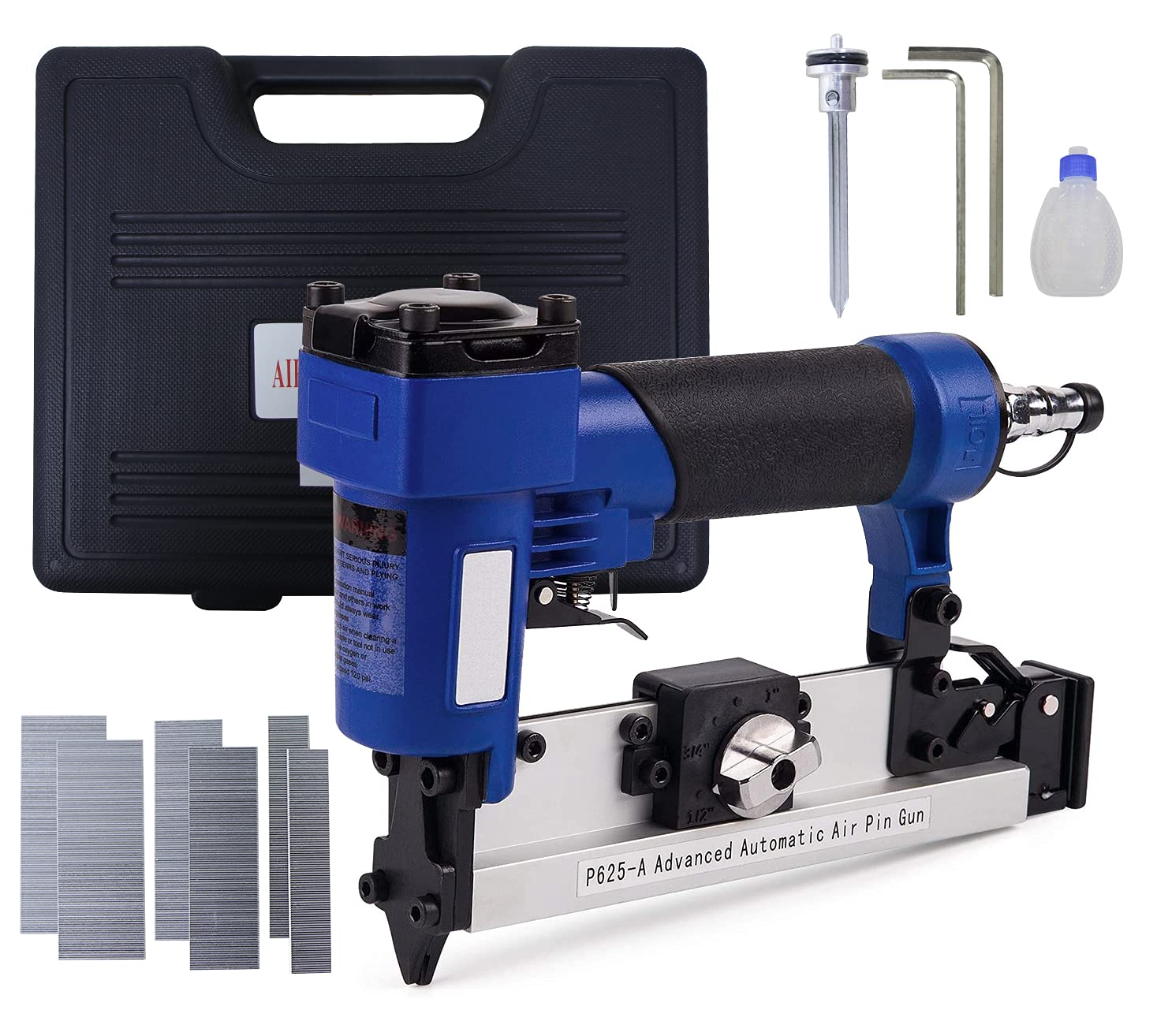 【送料無料】Sutekus エアーピンタッカー エアピン釘打機 釘足長 12~25mm 仕上げ用 幅0.6mmピンネイル使用 常圧 ピンネイル600本 木工ツール 日本語取説付き