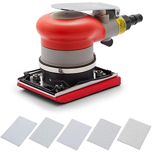 【送料無料】Pronese エアーオービタルサンダー エアーサンダー 非吸塵式オービタルサンダー 空気圧研磨機 低騒音・低振動 マジックテープパッド・70*100mm 研磨用 低重心タイプ 多機能 鉄粉除去 塗装剥がし ≪サンダーペーパー／50枚付 ≫