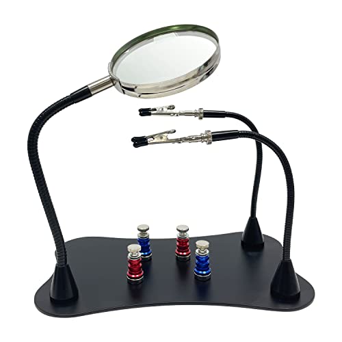 【送料無料】Sutekus 半田スタンド 溶接用具 半田アーム ルーペ付 磁性スタンド 安定性向上 PCB ホルダ..