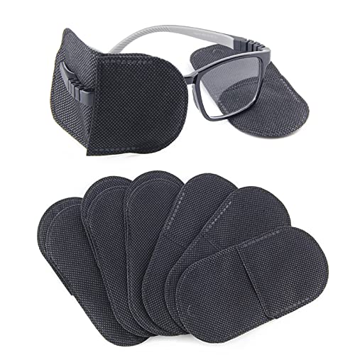 【送料無料】[DFsucces] 眼帯 めがねア メガネカバー メガネに固定する 斜視 視力矯正 圧迫感なし 大人用子供用 6枚入 (ブラック-6枚)