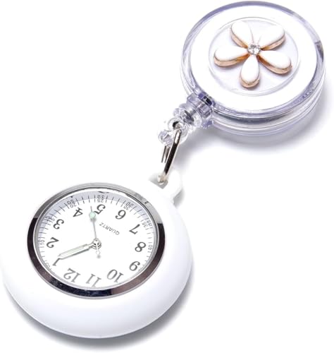 【送料無料】サムコス ナースウォッチ クリップ式 リール伸縮コード付き 蓄光針&文字盤 防水仕様 看護..