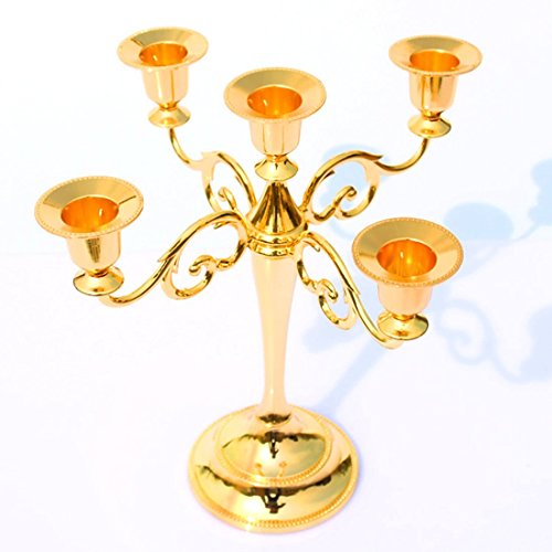 【送料無料】5本立て キャンドルスタンド アンティーク ホルダー ャンドルホルダー 灯燭台 蝋燭立て インテリア パーティ 記念日 クリスマス などに 雰囲気作り金色