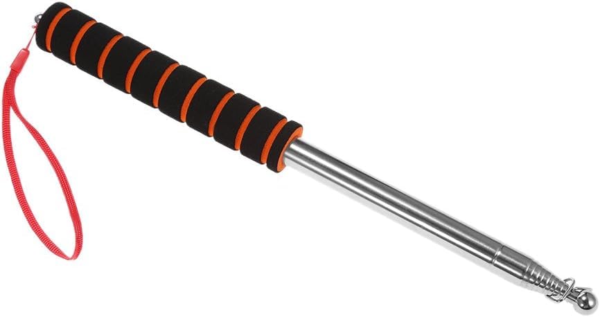 【送料無料】伸縮式フラッグポール, ステンレス鋼製, 2.5メートル, 教師用ポインター, ブラック/オレン..