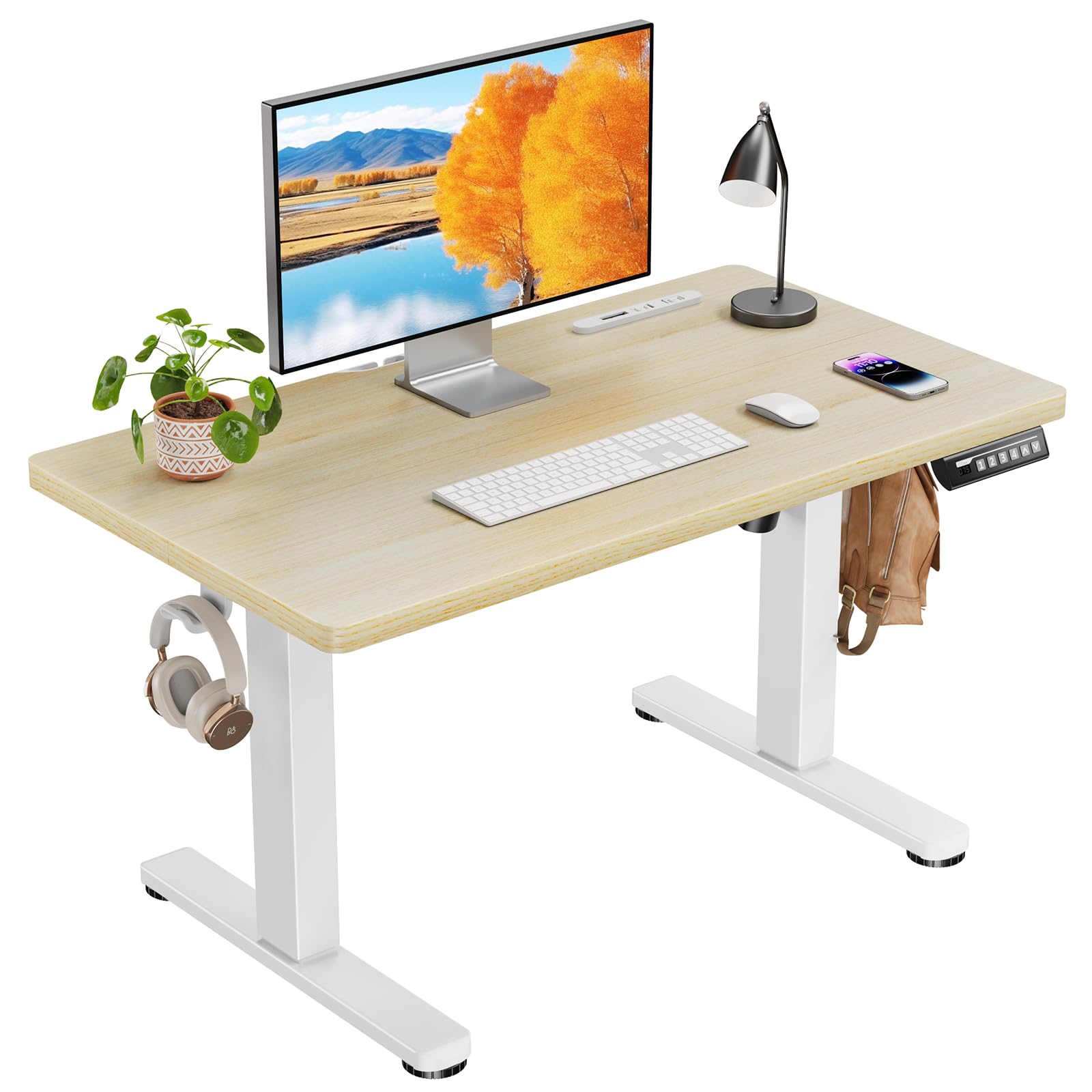 【送料無料】ErGear 電動 昇降式デスク ロータイプ 色：ナチュラル木目調、サイズ：90*50cm