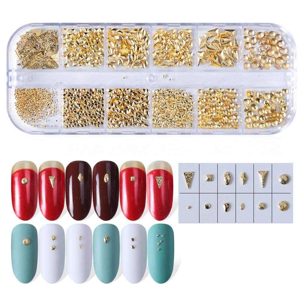 【送料無料】1ボックス 12パターン ゴールト シルバー 夏 シェル 海 ジオメトリ ネイルパーツ ネイルデ..